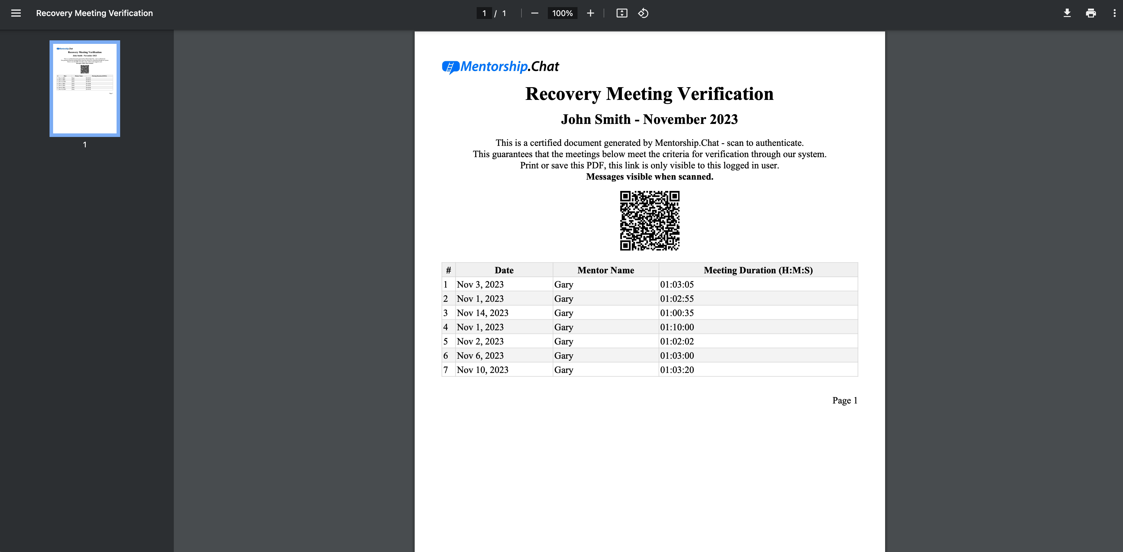 Meeting Verification